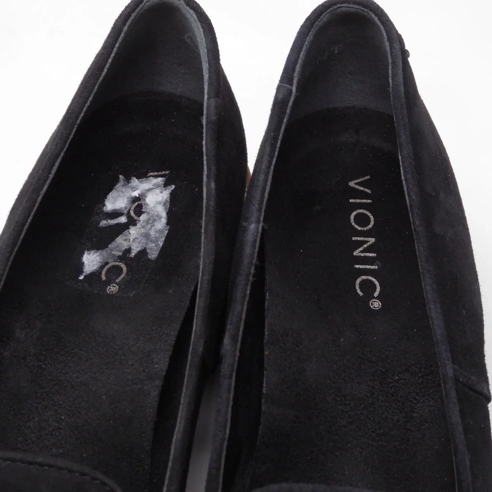 Vionic Women Willa Wedge Black Suede Loafer Shoes 8